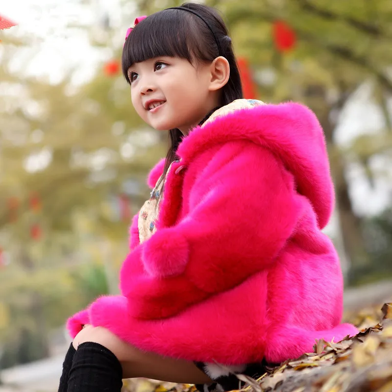 

children kids girl winter fake fur coat thickening warm girls baby coats jackets