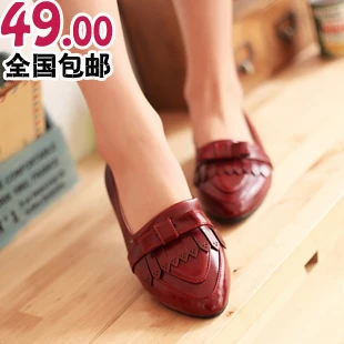 2013 spring fashion vintage bow pointed toe flat heel boat shoes shallow mouth women's shoes|shoes union|shoe drivershoe mount |