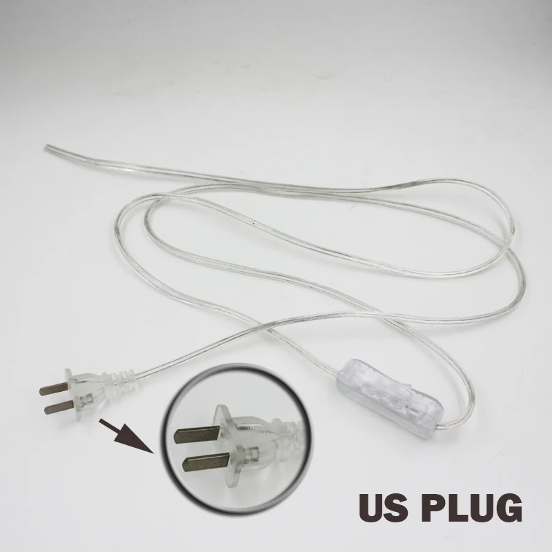 10PCS Button Off Extension Transparent Cord Light Wire Switching Lamp LED For line switch Cable Plug with On Power EU/US 1.8m |