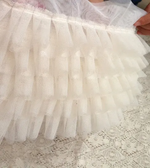 Плиссированная кружевная отделка цвета слоновой кости 3 ярда|lace trim|ruffled lace trimpleated
