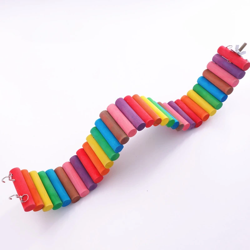 Bird Toys Colorful Rainbow Boardwalk Parrot Cage Funny Hamster Stairs Ladder Wooden Pet Products for Parrots | Дом и сад