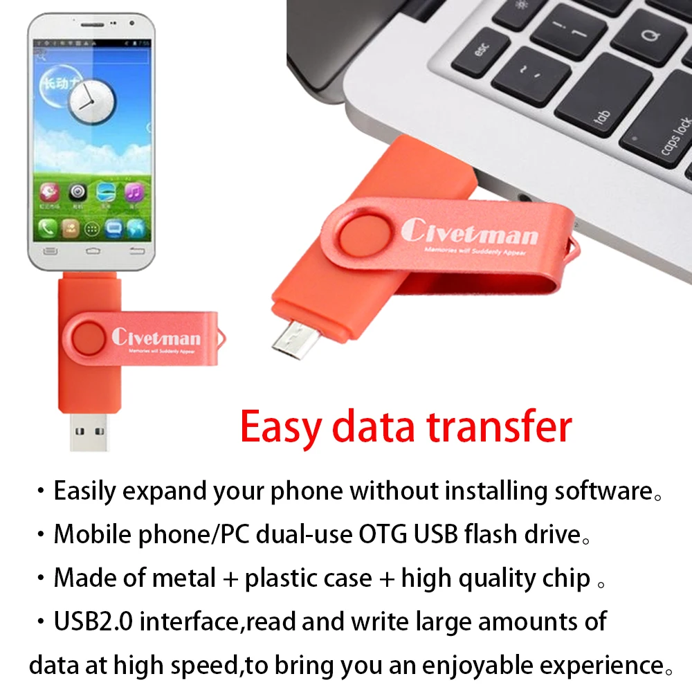 OTG Micro USB флэш накопитель металлический 8 ГБ 16 32 64 128 2 0 флешка для смартфона|USB