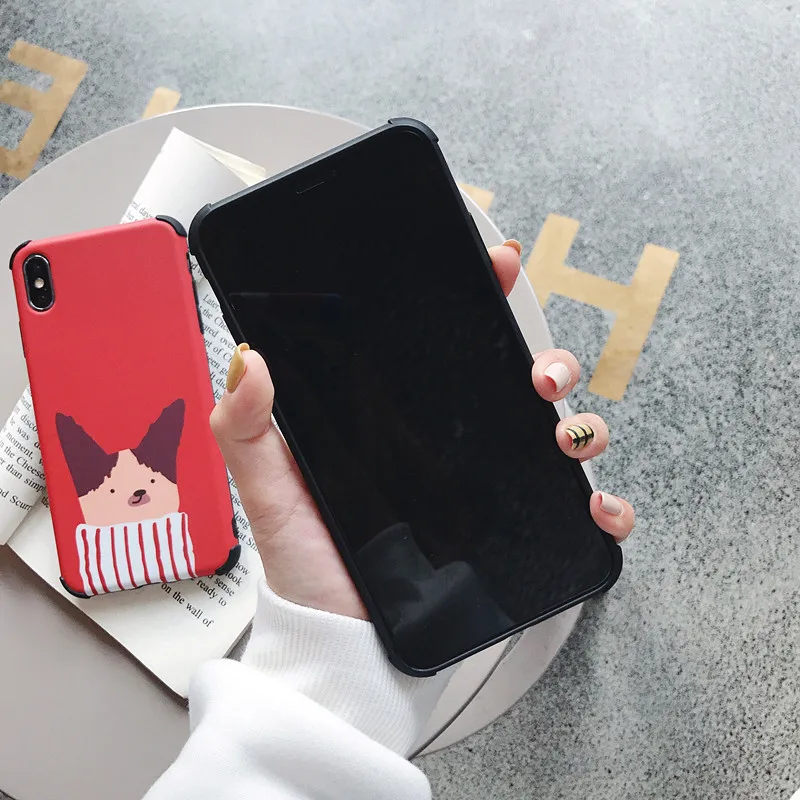 GYPHCA Fashion Anti-knock Cartoon DOG Phone case For iphone 6 7 8 Plus X XS XR MAX Cute Fitted Case IMD TPU Soft Back Cover |