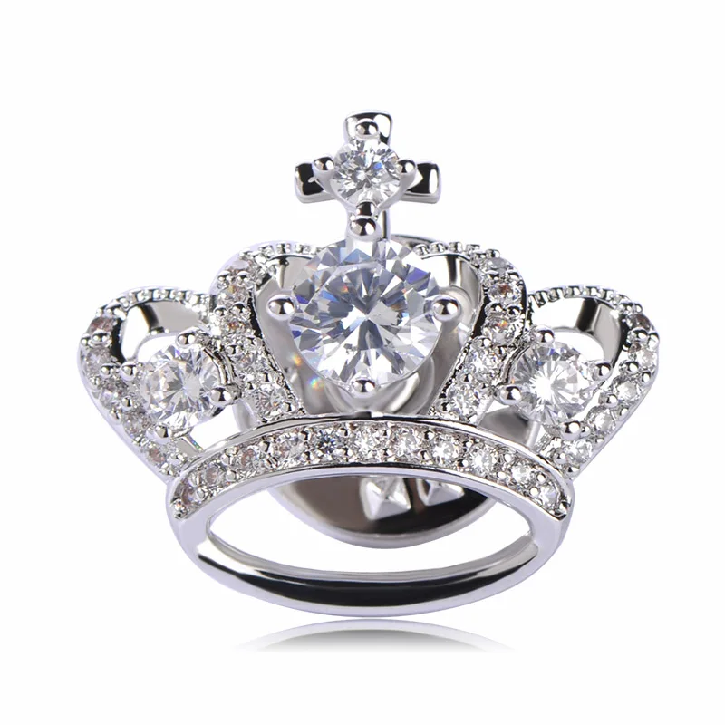 Европа Корона Броши Для Женщин Циркон Медь Человек Воротник Клипы Пиджак Spille