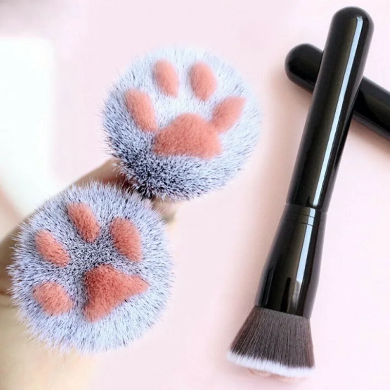 1Pcs Cat Claw Shaped Makeup Brushes Kawaii Foundation Brush Powder Plastic Handle Man-Made Fiber Cosmetic Tool | Красота и здоровье