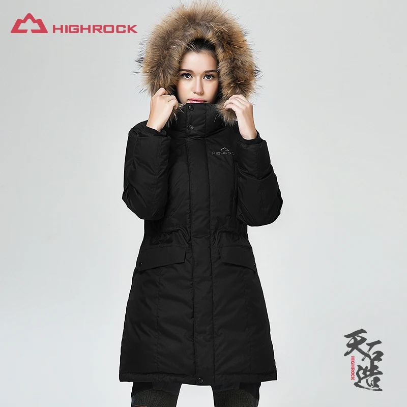 HIGHROCK зимнее женское теплое гусиное пуховое пальто Длинная парка водостойкая