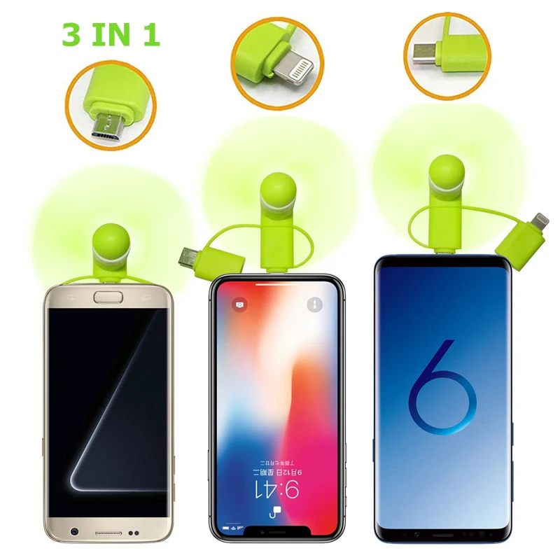 USB вентилятор 6 цветов портативный путешествия мини USB вентилятор для IPhone Ipad USB гаджеты многофункциональные для Android Micro type-c 3 в 1 Usb вентилятор