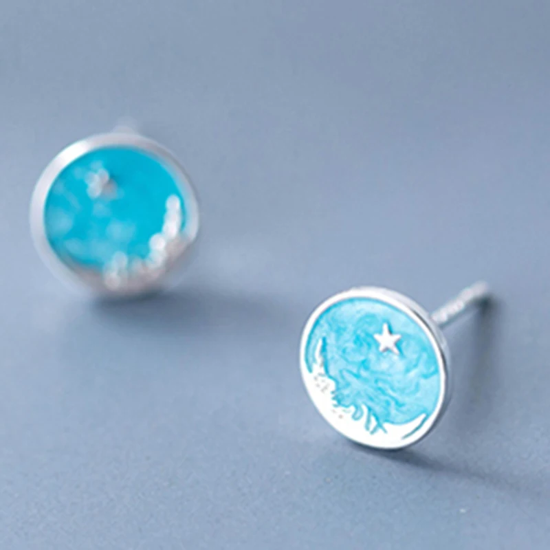 Модный светильник новые круглые серьги гвоздики из стерлингового серебра 925