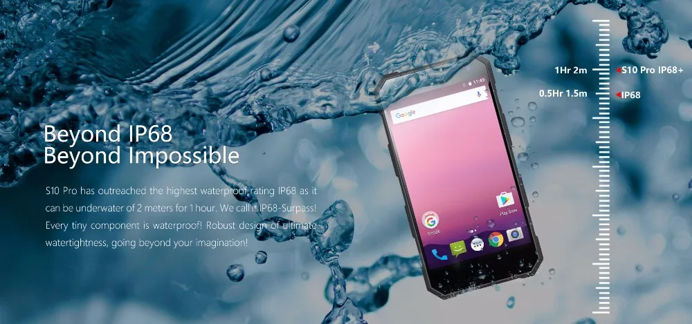 Ному S10 Pro 4G IP69 Водонепроницаемый смартфон 5 0 &quotHD MTK6737T 4 ядра 3 GB Оперативная память