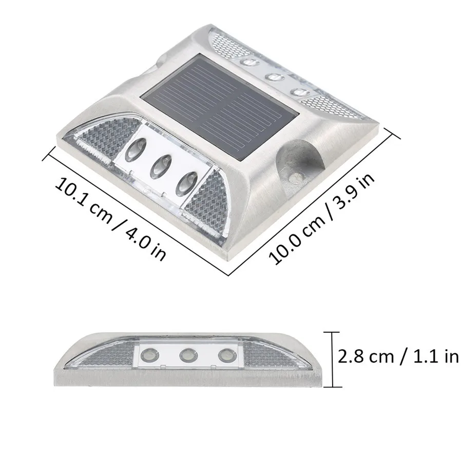 

Thrisdar Solar Deck Light 6LED Outdoor Solar Dock Pathway Road Marker Stud Light Waterproof Pathway Warning Security Light