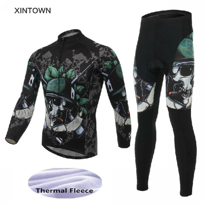 Мужской зимний велосипедный комплект с длинным рукавом термальная флисовая
