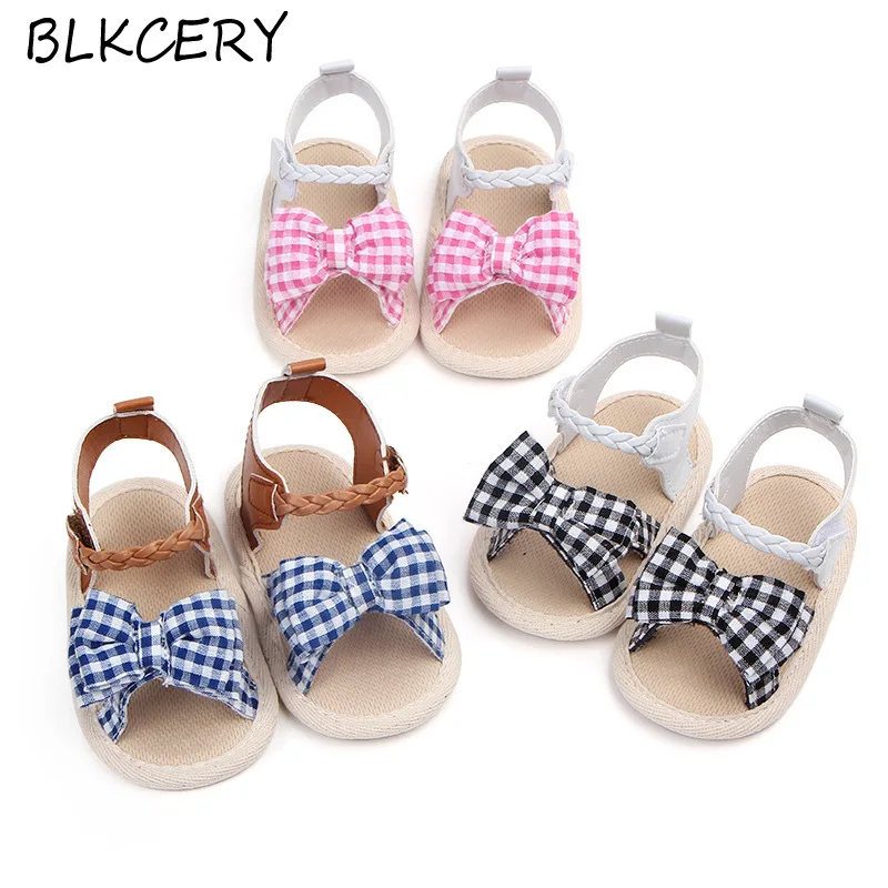 

New Brand Baby Girl Shoes Newborn Summer Footwear Toddler Bow-Knot Canvas Soft Sole for 1 Year Old Infant Party Dress Shoes