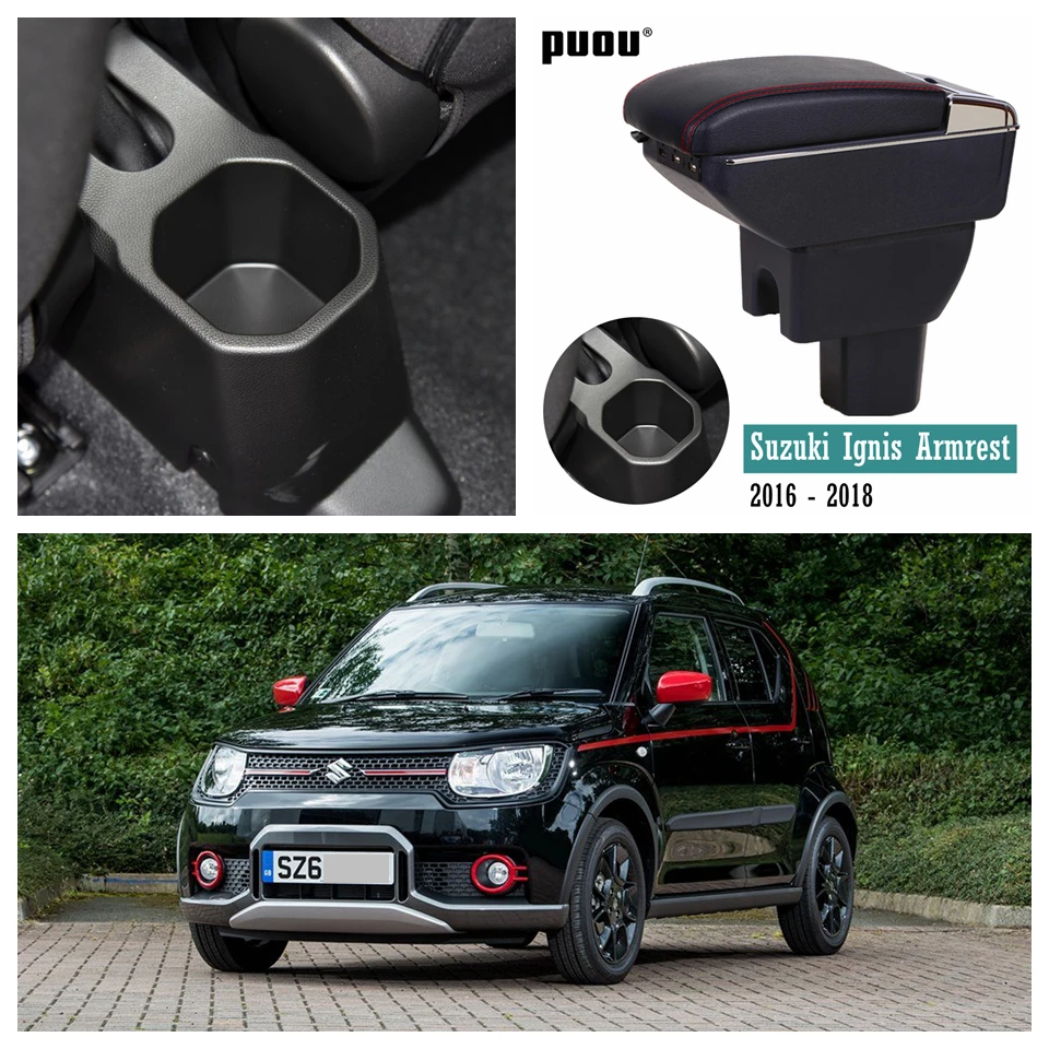 Для suzuki ignis- двухслойный центральный магазин содержание продуктов интерьер подлокотник коробка для хранения
