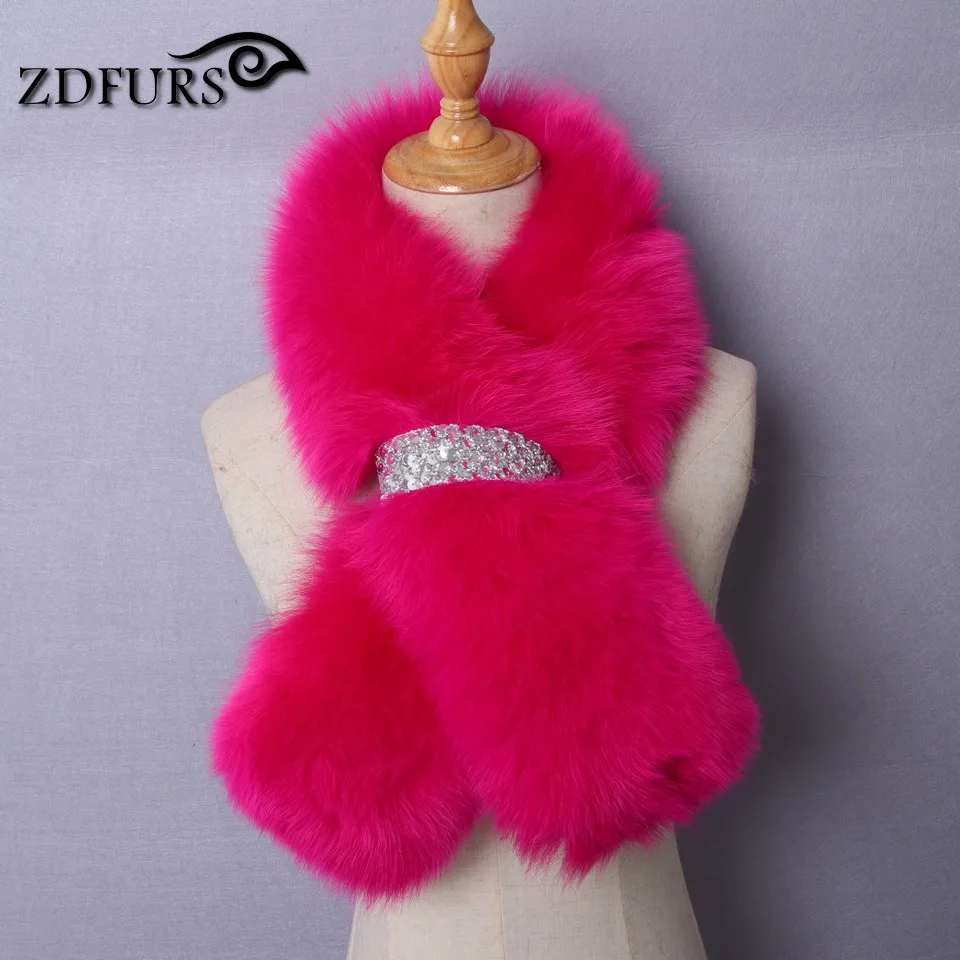 ZDFURS* Зимний натуральный Лисий мех шаль модный воротник длинный меховой шарф женский лисий мех кольцо украшение пальто меховой воротник