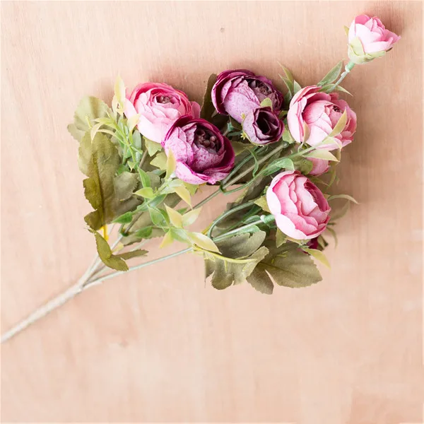 rose-red and purple YO CHO искусственные цветы, искусственные цветы, букет из камелий, маленькие шелковые розы, цветы на голову, высокое качество, искусственные для декора - Цвет: rose-red and purple