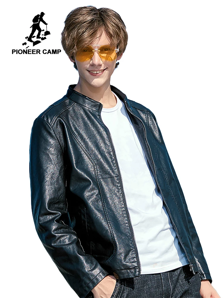 Pioneer Camp Новое поступление мужская кожаная куртка известный бренд одежда осенне