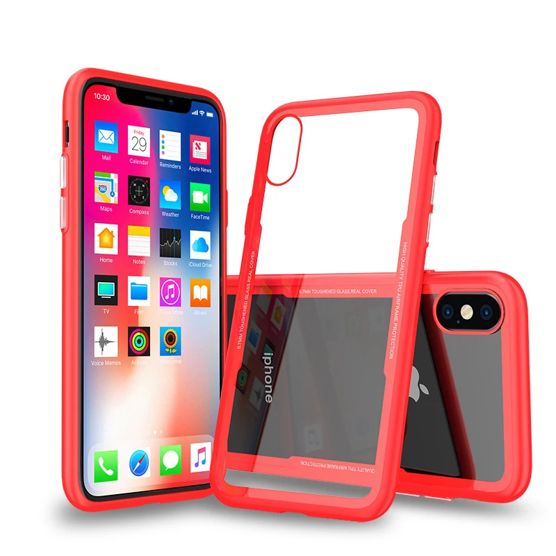 Зеркальный чехол для телефона iPhone XR XS MAX X 8 Plus 7 TPU + закаленное стекло прозрачные