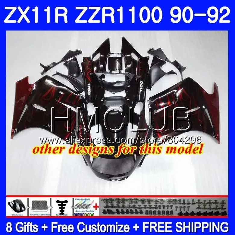 Корпус для KAWASAKI NINJA ZX 11R ZZR 1100 ZX11R 90 91 92 13HM.8 ZZR1100 синий черный ZX11 R 11 1990 1991 1992