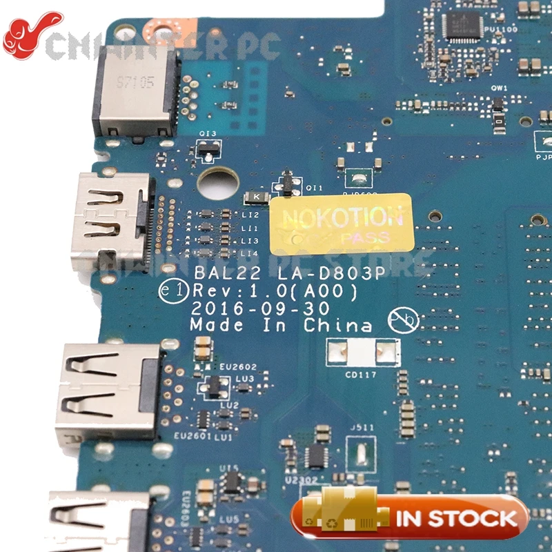 NOKOTION For DELL INSPIRON 5565 laptop motherboard CN-0R1WJH 0R1WJH R1WJH BAL22 LA-D803P A10-9600P CPU Radeon R8 M445 | Компьютеры и