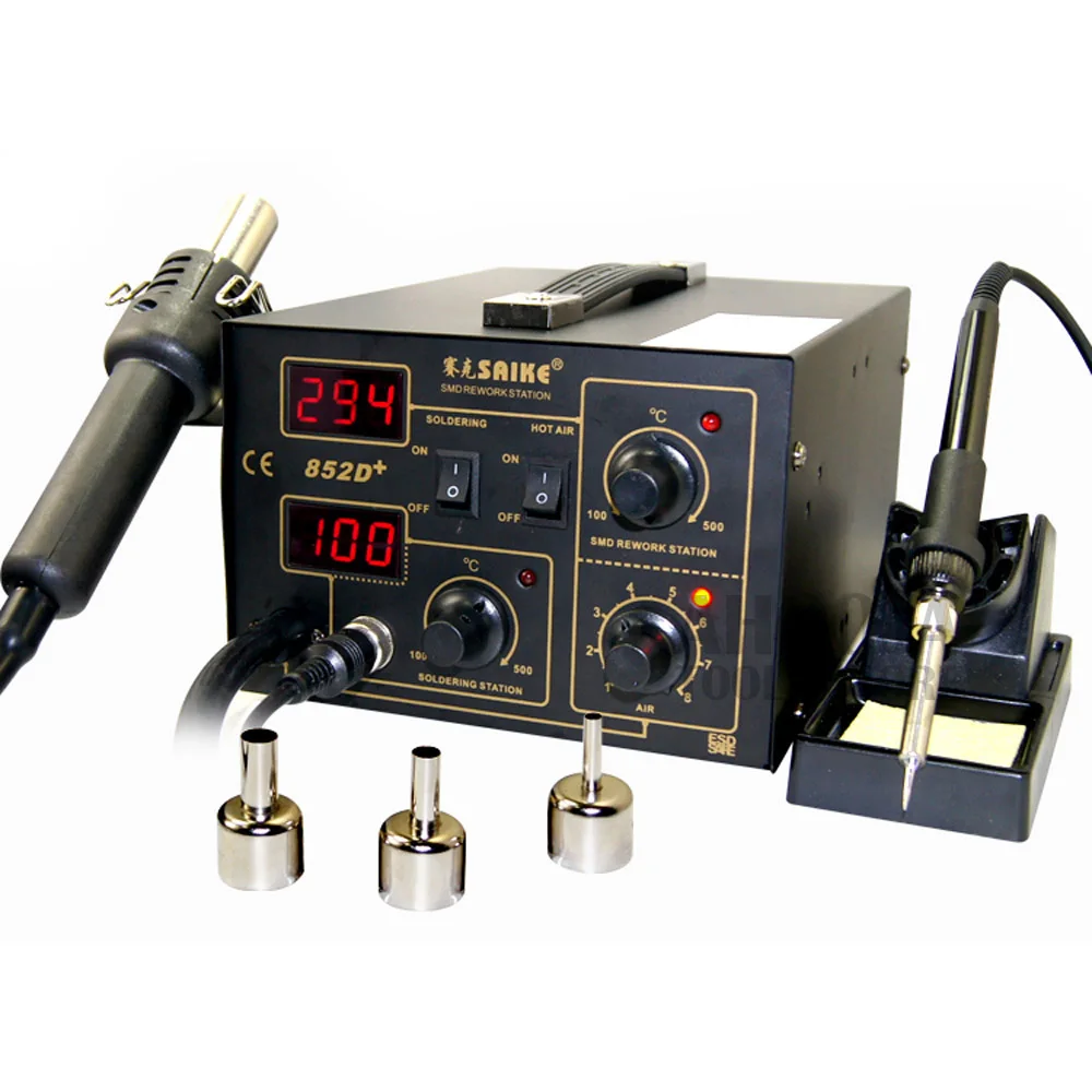 Паяльная станция SAIKE 852D + 2 в 1 SMD 220 В/110 В тепловой воздушный пистолет насос