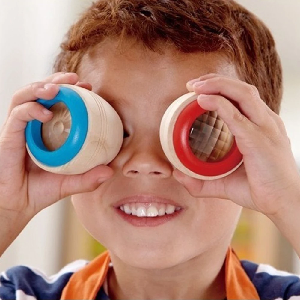 Деревянные Волшебные калейдоскоп эффект Полигон Призма Дети Обучающие