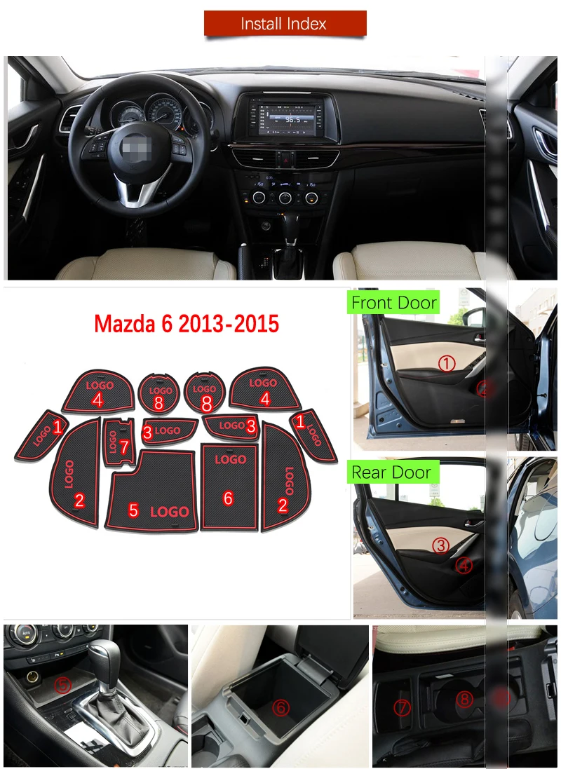 Противоскользящие ворота Слот коврик резиновая подставка для Mazda 6 2013 GJ Atenza dzda6 Предварительно Подтяжка лица вагон, седан аксессуары наклейки