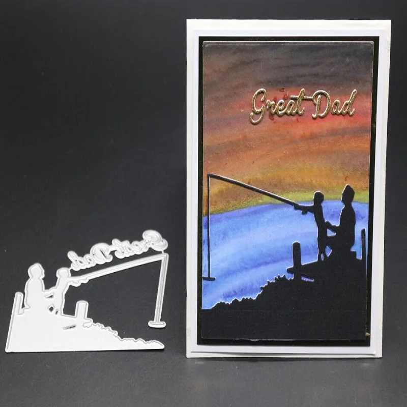 dad Son Fishing Dies Scrapbooking Metal Cutting New 2019 Craft Die Cut Card Making for albulm photo embossing metal dies | Дом и сад