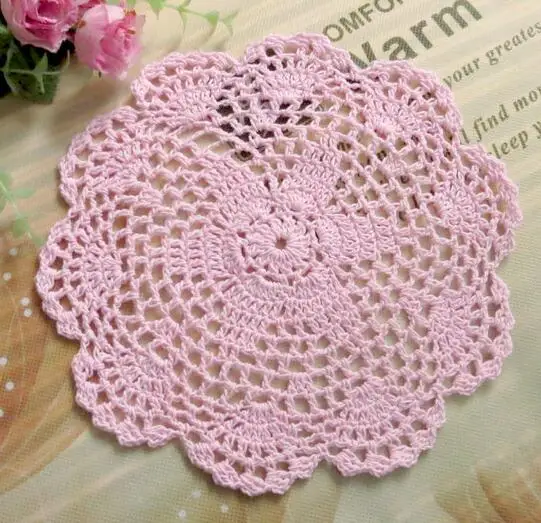 light pink 20 см кружевной хлопковый коврик для стола, тканевые кухонные вязаные коврики, коврик для столовой чайной чашки, кружка, кофейная подставка, тарелка, коврик R0.863 - Цвет: light pink