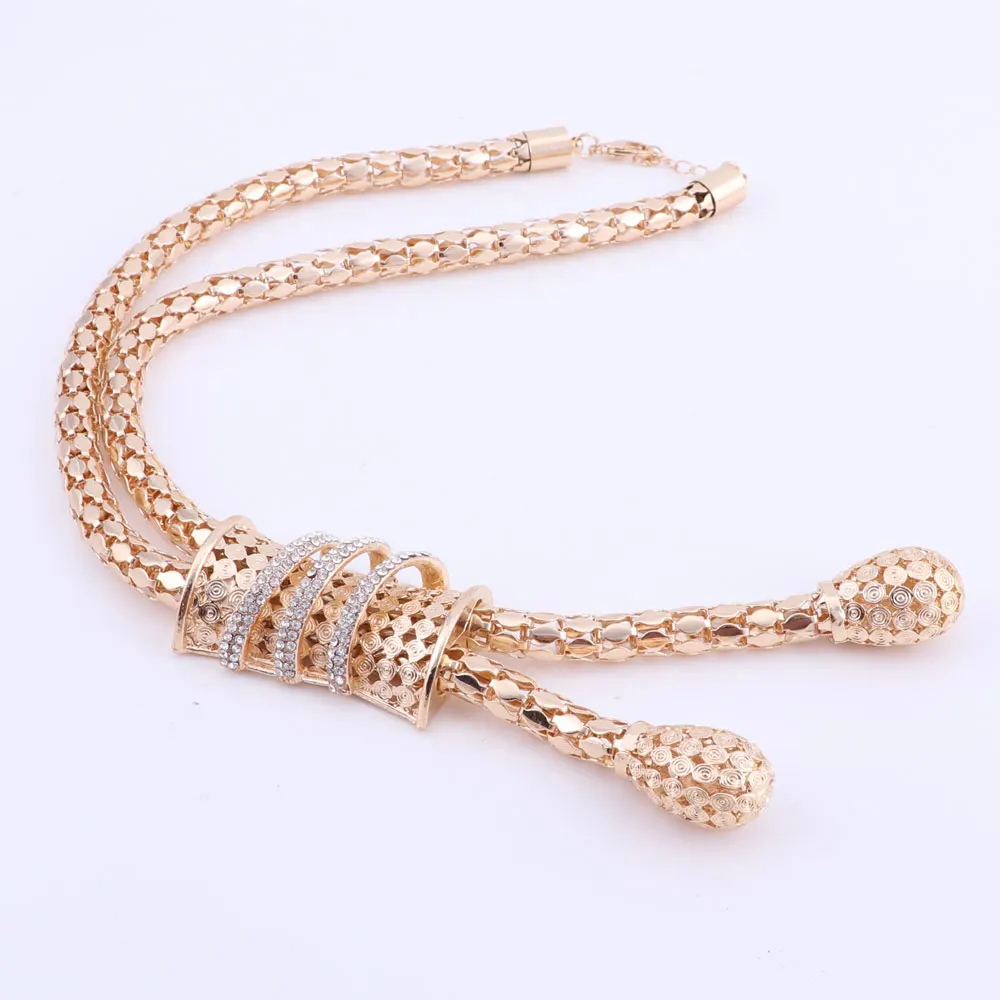 CYNTHIA New bridal jewelry set gold-color crystal necklace earrings bracelet for Indian women's clothing gift parure bijoux | Украшения