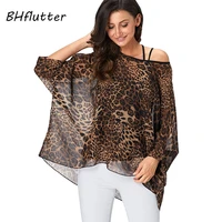 bhflutter 4xl 5xl 6xl plus size women blouse 2019 sexy off shoulder leopard print summer tops tees casual chiffon blouses shirts