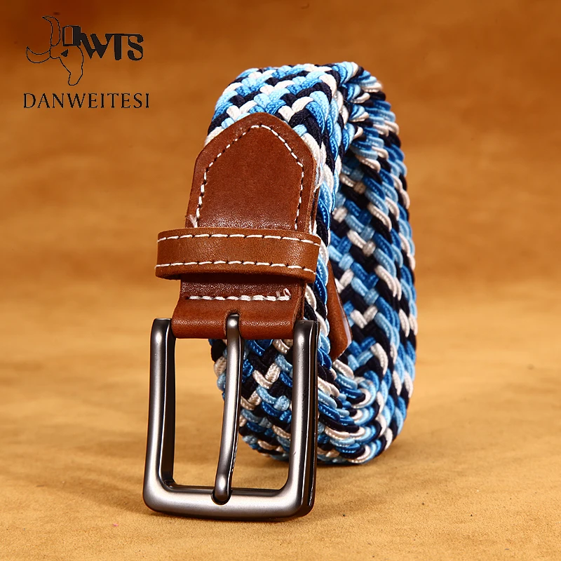 [DWTS]Belts Cummerbunds Woman 3.5CM Wide Elastic Stretch Canvas Belt Pin Buckle Braided Young Students leather | Аксессуары для