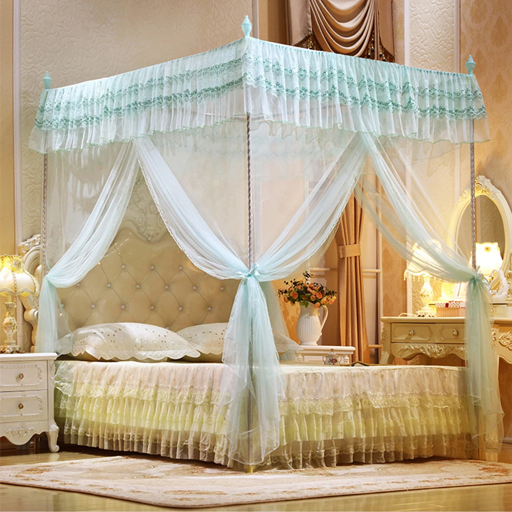 Трехдверный открытый принцесса москитная сетка двойная кровать занавеска s спальная занавеска кровать сетчатый балдахин Полный queen King - Цвет: 4