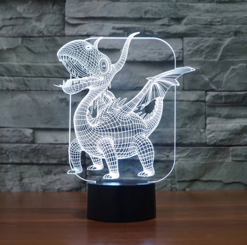Крылатый Дракон красочный 3D свет светодиодный акриловый визуальный стерео свет сенсорный пульт дистанционного управления