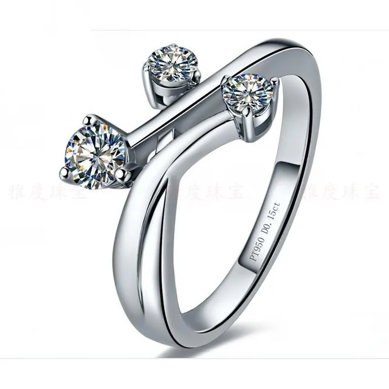 Кольцо с сердечками и звездами 0.15Ct кольцо бриллиантом серебро 925 пробы белое