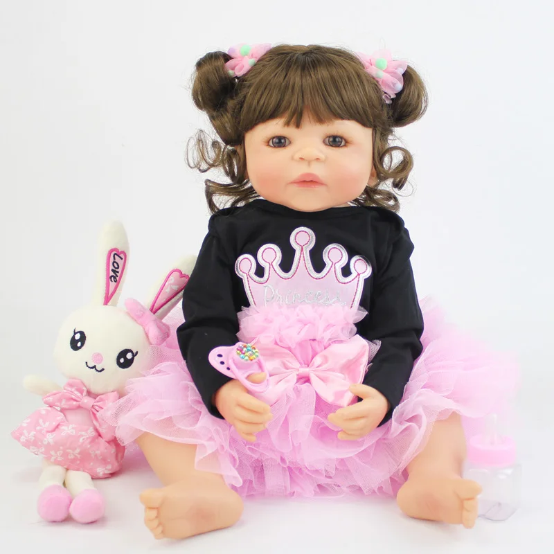 55 см полный силиконовый корпус Reborn Baby Doll игрушка Виниловый фон для новорожденных