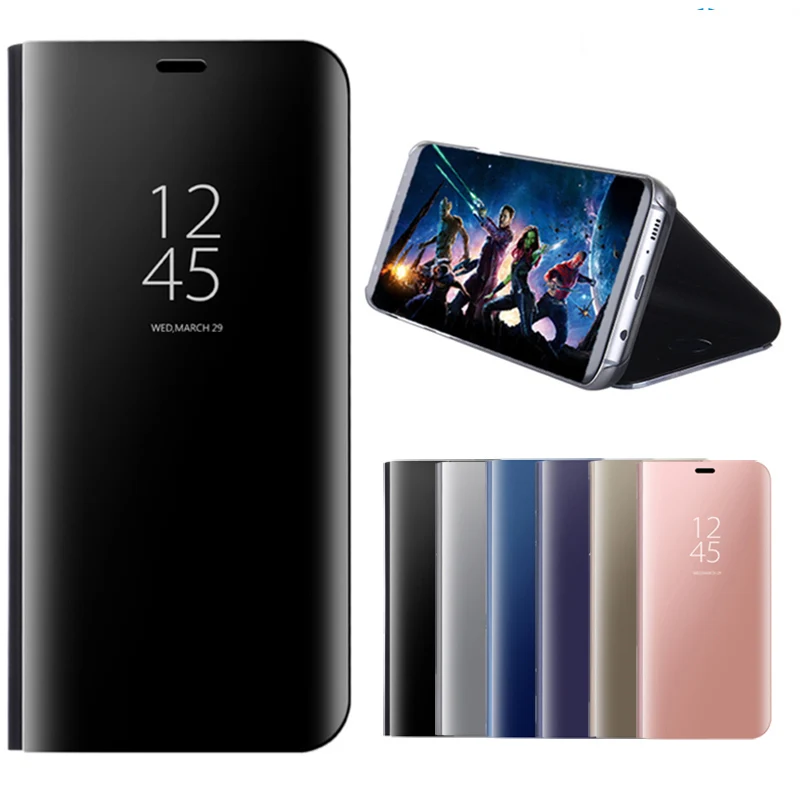 Для Samsung Galaxy S8 Note 8 S7 S6 edge чехол Флип кожаный умный прозрачный зеркальный для iPhone X 6
