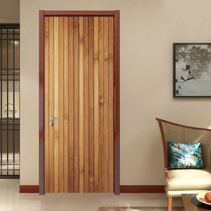 Самоклеящаяся наклейка на дверь 3D Ретро обои из дерева для гостиной кабинета