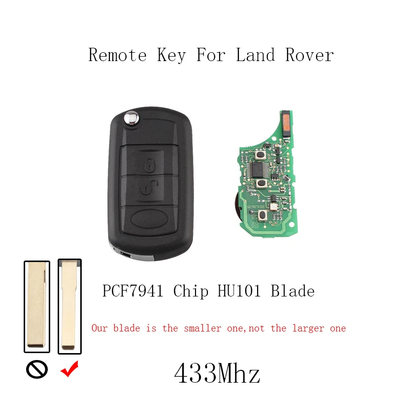 433 МГц 3 кнопки дистанционного ключа автомобиля для Land Rover Discovery LR3 Range PCF7941 chip & HU101