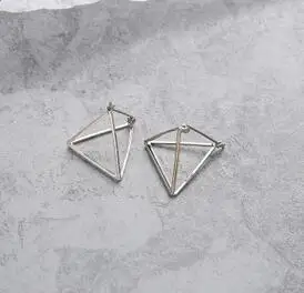small 002 silver Европейский и американский минималистичный панк Комплект сережек для женщин геометрические 3D треугольные полые многоугольные Серьги Brincos вечерние ювелирные изделия - Окраска металла: small 002 silver