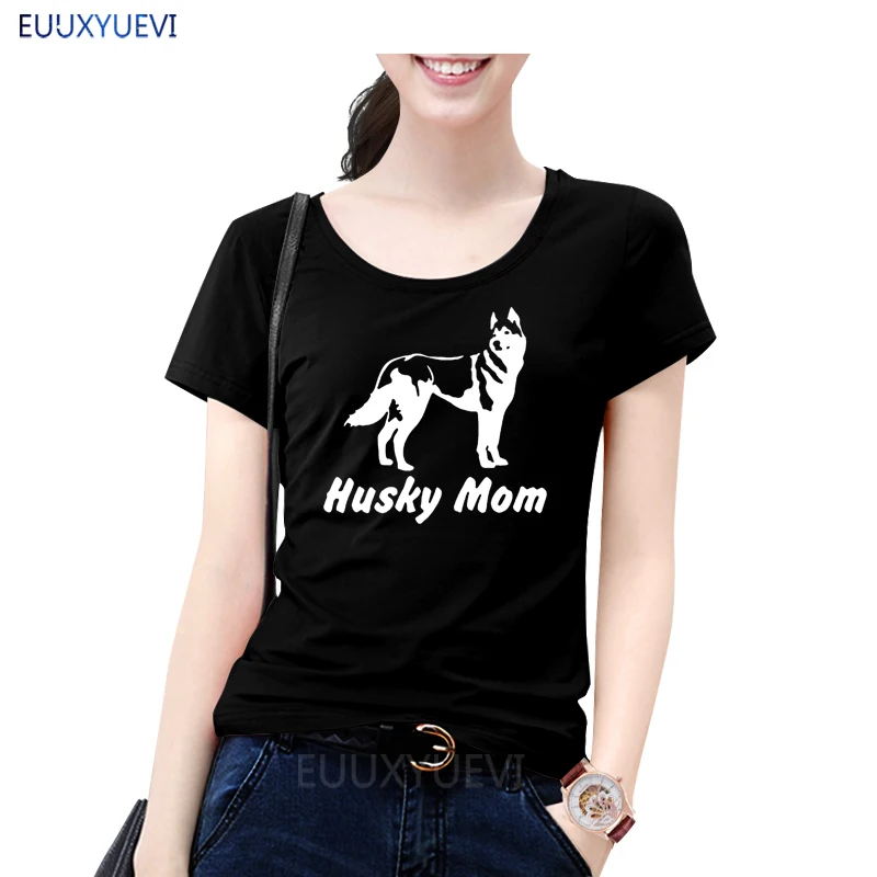 Футболка женская хлопковая с принтом хаски и мамы забавная Милая графическая