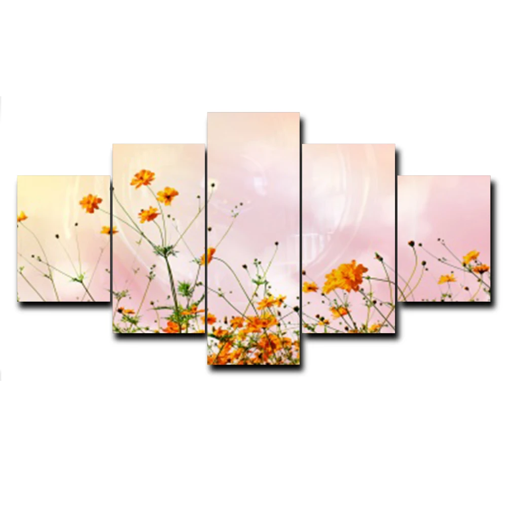 

Laeacco Spring Clear Fresh Grass Scenery 5 Pieces/Set Art Oils Painting Canvas Prints For Bedroom Parlor Wall Home Decor Picture