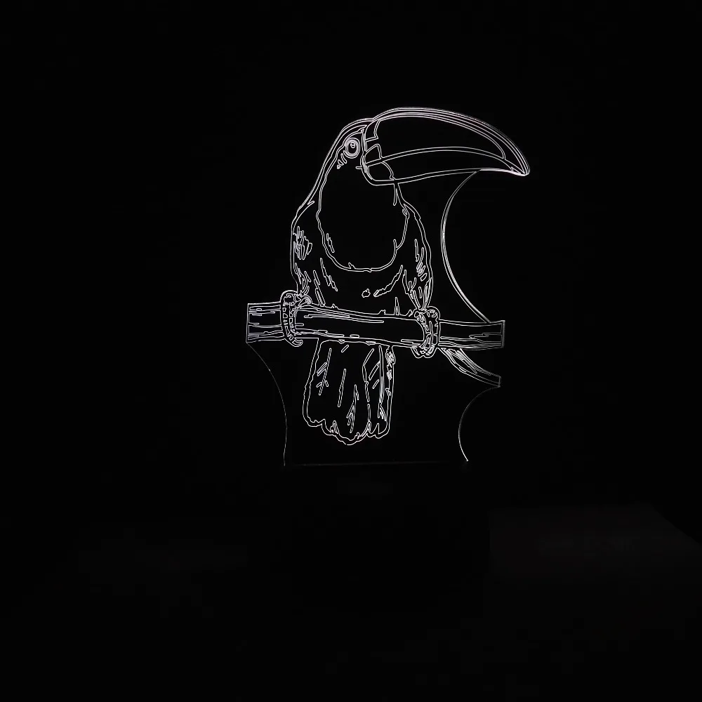 Amroe 3D светодиодный светильник животное мультфильм попугай Акриловые RGB ночные светильники USB Сенсорное управление Настольная лампа для дома Рождественский подарок для детей