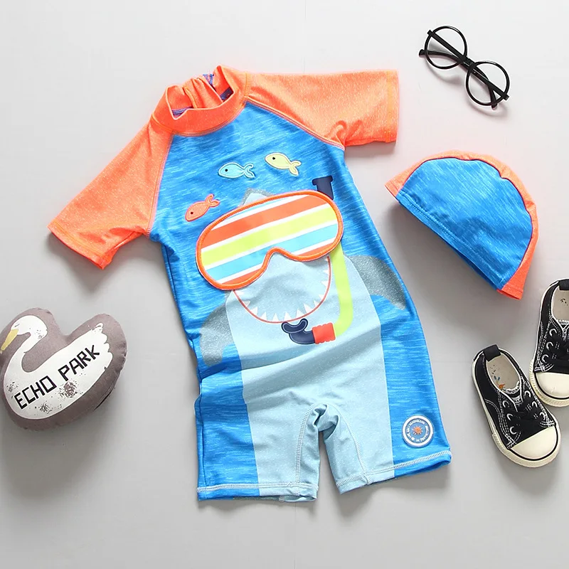 2020 Summer Baby Boy Swimwear One Piece Swimsuit UPF50+ Sun Protection Long Sleeve Infant Toddler Boys Swimming Bathing Suit | Детская