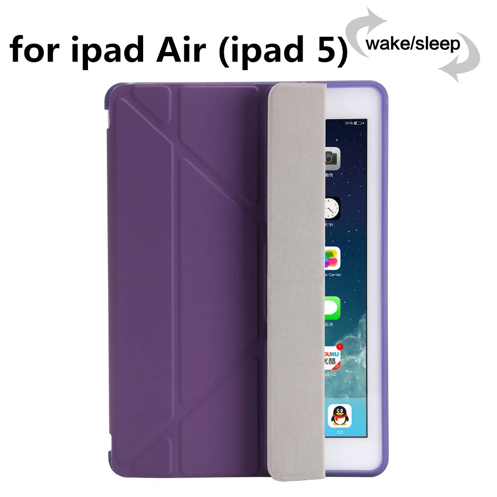 Purple BX TPU YH 5 Чехол для ipad Air 1 2013 Release Cover A1474 A1475 A1476, ZAIWJ Smart Sleep Wake Up из искусственной кожи TPU мягкая задняя крышка - Цвет: Purple BX TPU YH 5