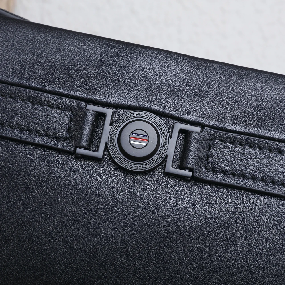 Модная мужская сумка из коровьей кожи повседневная однотонная на молнии большая