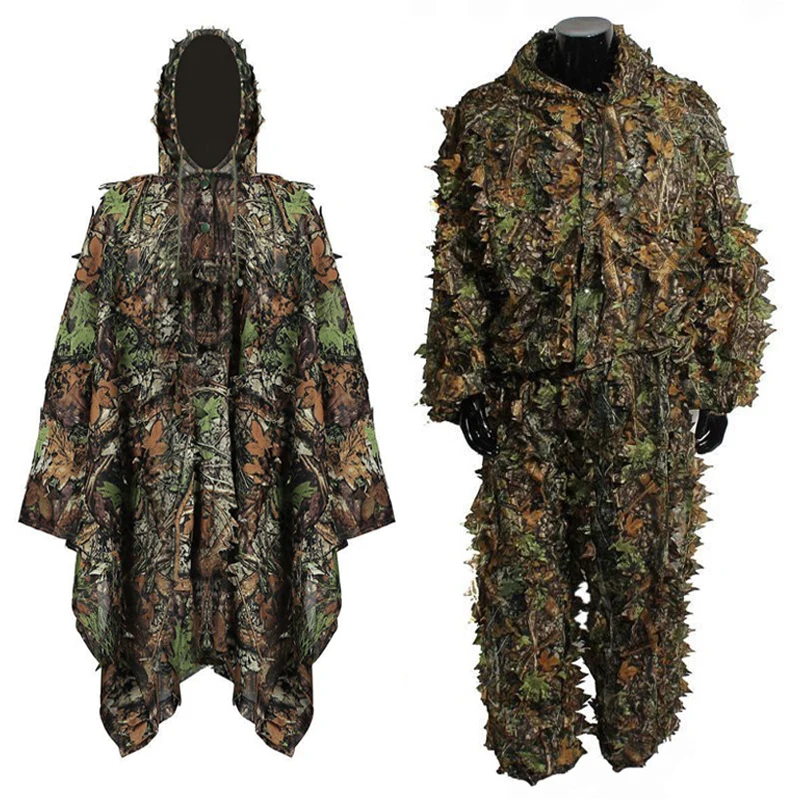Тактическая одежда для охоты 3D Камуфляжный костюм с листом и Ghillie снайперская