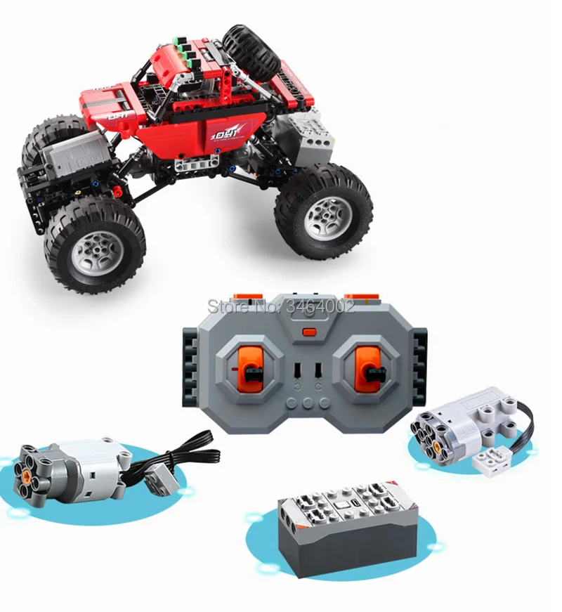 489 шт. строительные блоки RC 4WD 2,4 г альпинистский автомобиль двойные двигатели Bigfoot автомобиль внедорожный автомобиль совместимый основной бренд кирпичики игрушки подарок