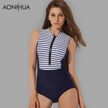 Aonihua 2018 спортивный полосатый Одна деталь Сёрфинг купальники Для