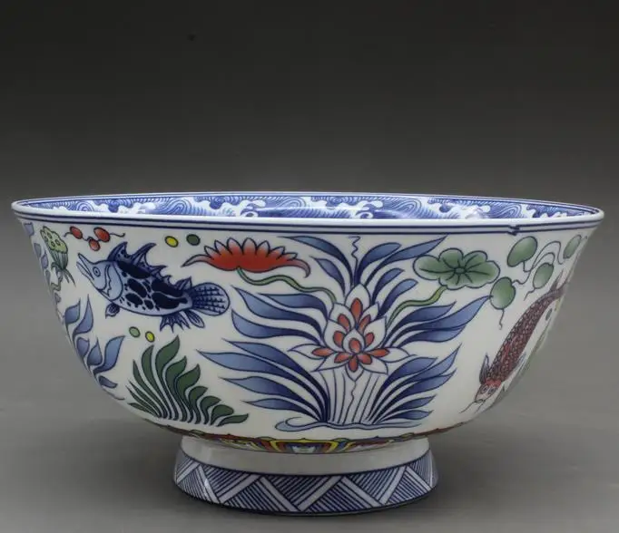 4 Античная фарфоровая чаша MingDynasty эмалированная для рыб ручная работа лучшая