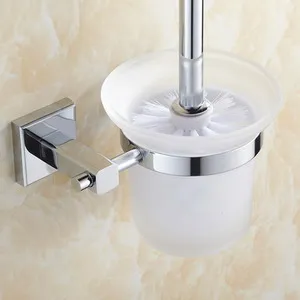 toilet brush holder Хромированный Твердый латунный набор аксессуаров для ванной, Европейский квадратный набор аксессуаров для ванной, хорошее качество, Товары для ванной - Цвет: toilet brush holder